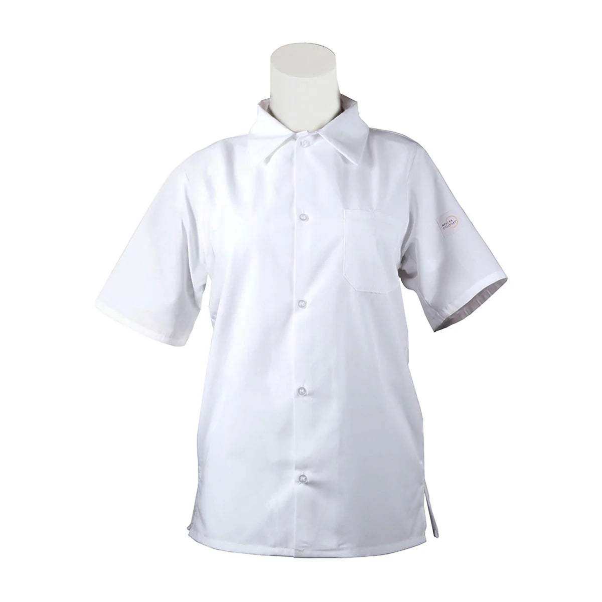 Mercer Millennia M60200WHM Unisex Cook Shirt w/ Chest Pocket, Medium, White