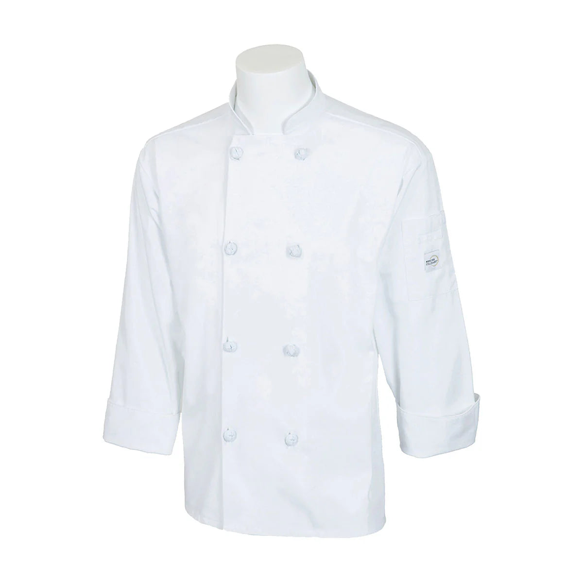 Mercer Millennia M60012WHL Unisex Chef Jacket w/ Shoulder Pocket, Large, White