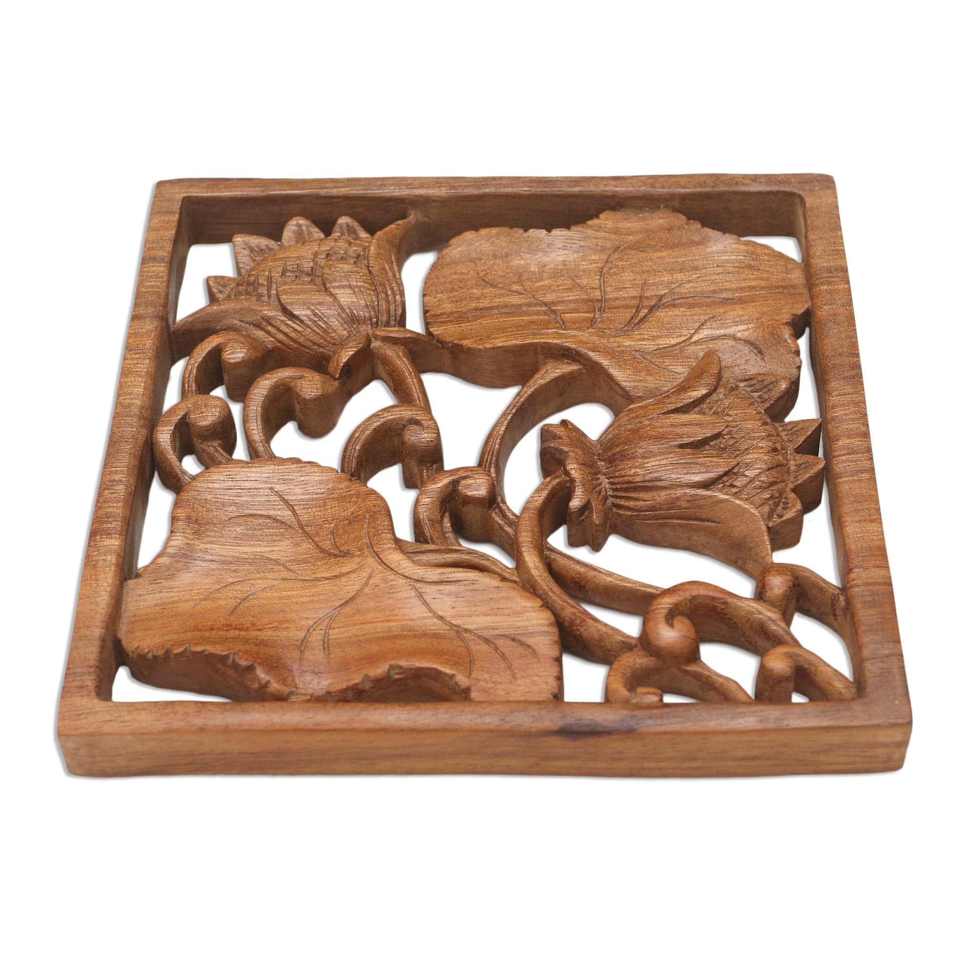 Lotus Flower Wood Relief Wall Panel - Flower Alive