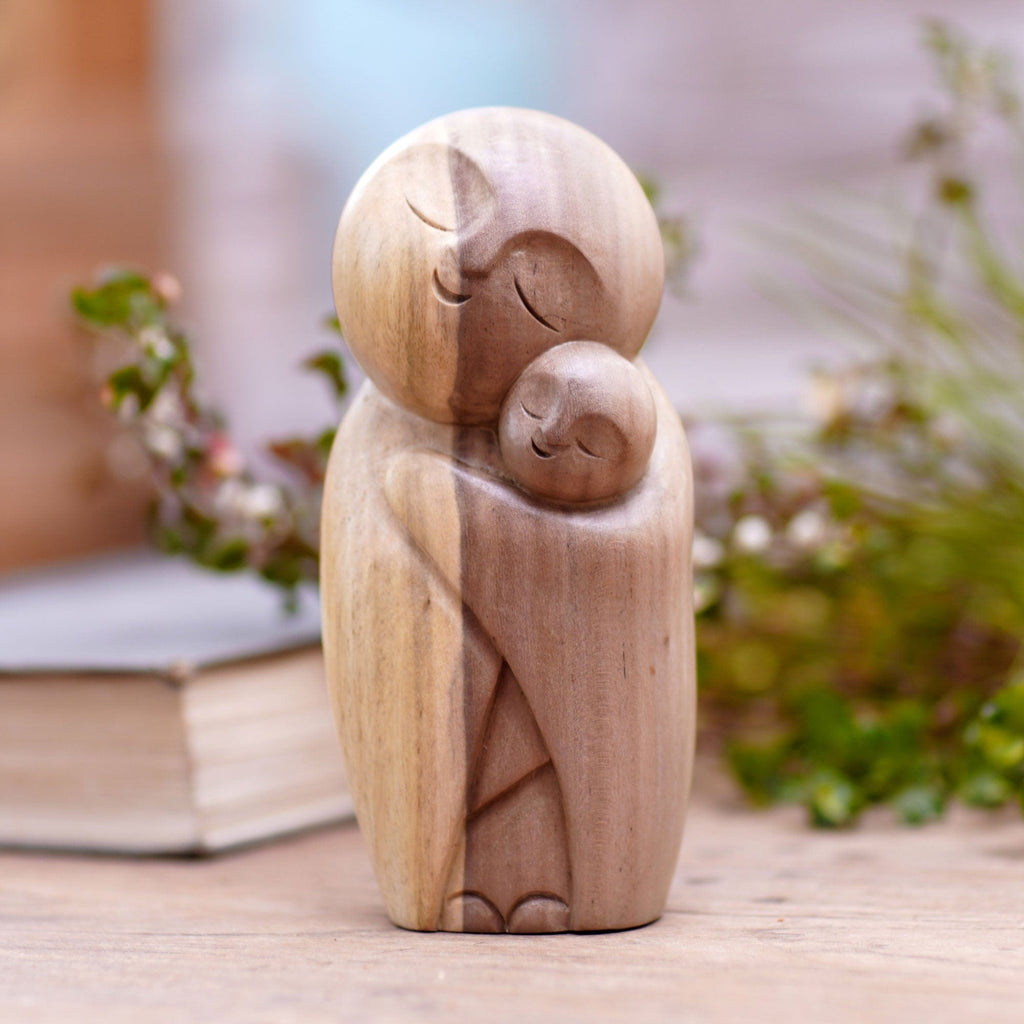 Hand Carved Wood Sculpture - Mother Jizo