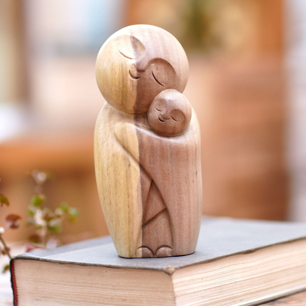 Hand Carved Wood Sculpture - Mother Jizo