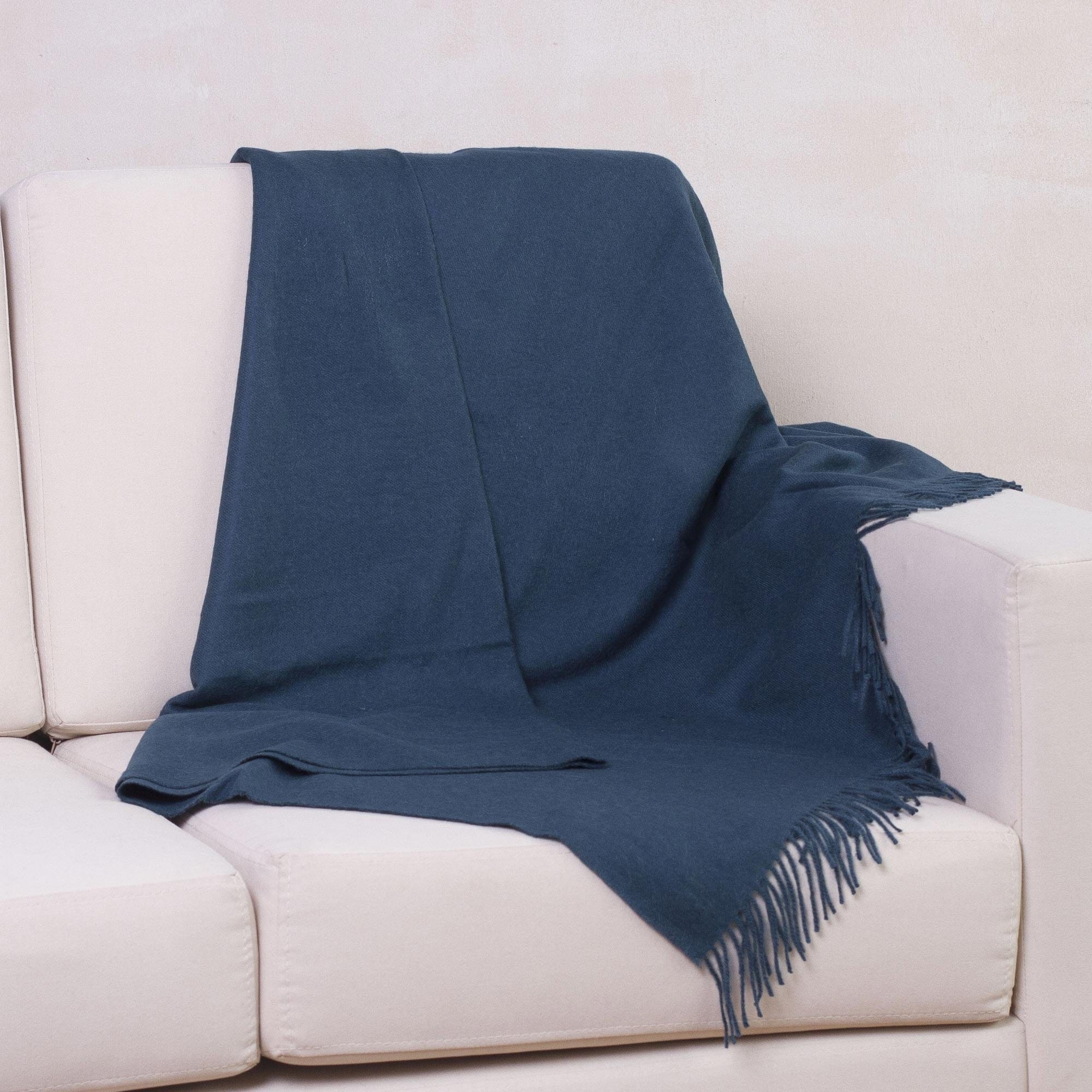 100% Baby Alpaca Throw Blanket - Blissful Dream in Teal