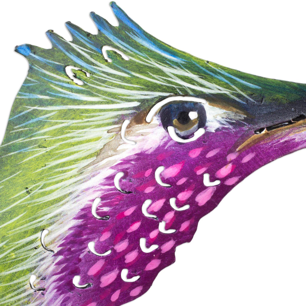 Mexican Hummingbird Steel Wall Art Crafted by Hand - Exotic Nectar in Yellow