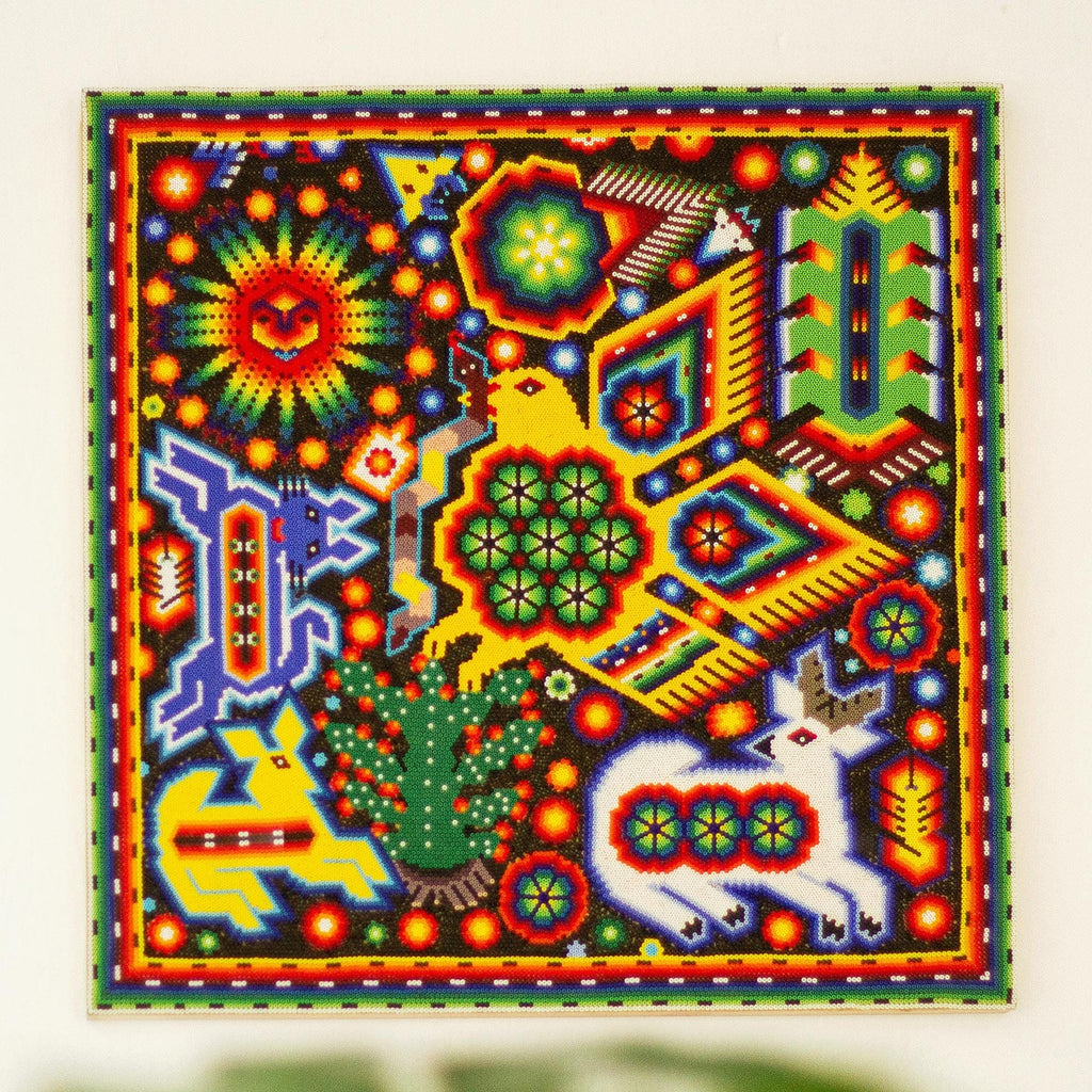Huichol Beadwork Mexican Eagle Votive Painting