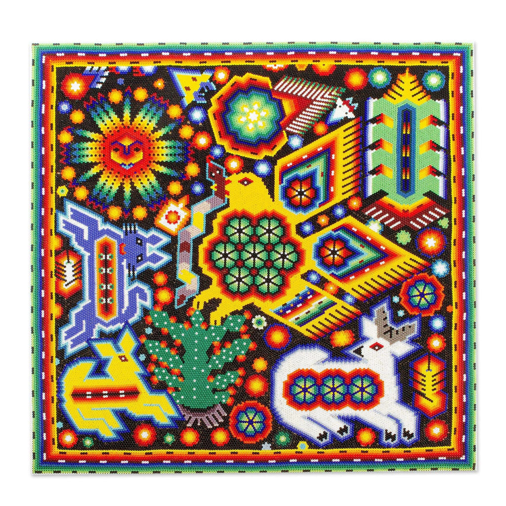 Huichol Beadwork Mexican Eagle Votive Painting